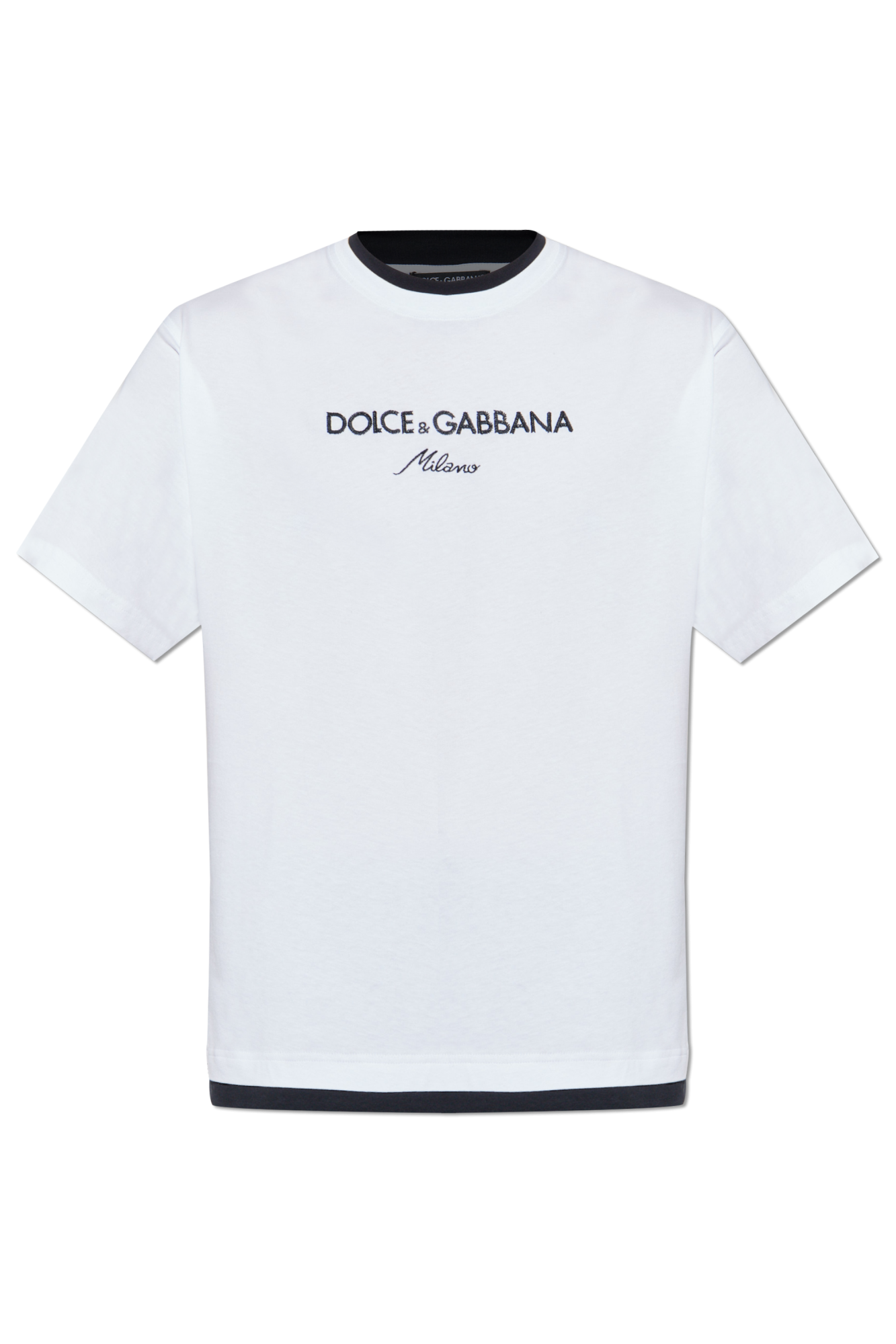 White T-shirt with embroidered logo Dolce & Gabbana - Vitkac